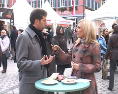 Oberbürgermeister Boris Palmer und Moderatorin Denise Wenzel